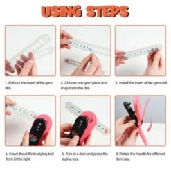 Vicabo Haar Glitzer Hefter Maschine Haarschmuck-Set Bedazzler Glam Styling-Werkzeug Mit 80 Haar-Edelsteinen Frisiersets Für Mädchen -Vicabo Verkaufsgeschäft 27230750 05