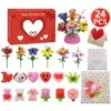 Vicabo Squishy Spielzeug Und Bausteine Blumen Mit Geburtstagskarte Valentinstag Geschenk Konstruktionsspielzeug Für Kinder
