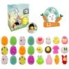 Vicabo 12 Ostereier + 12 Squishy-Spielzeug Set Mini Spielautomat Gashapon Machine Fidget-Toys Für Kinder
