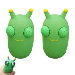 Vicabo Squishy Spielzeug Grüner Wurm 2-Pack Popping Out Augen Squeeze Spielzeug Fidget-Toys Für Kinder